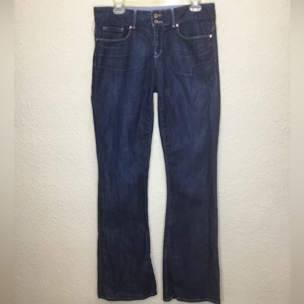 GAP Perfect Boot 8 L Dark Blue Wash Jeans Flare Leg Denim Women’s Size 8 Long
